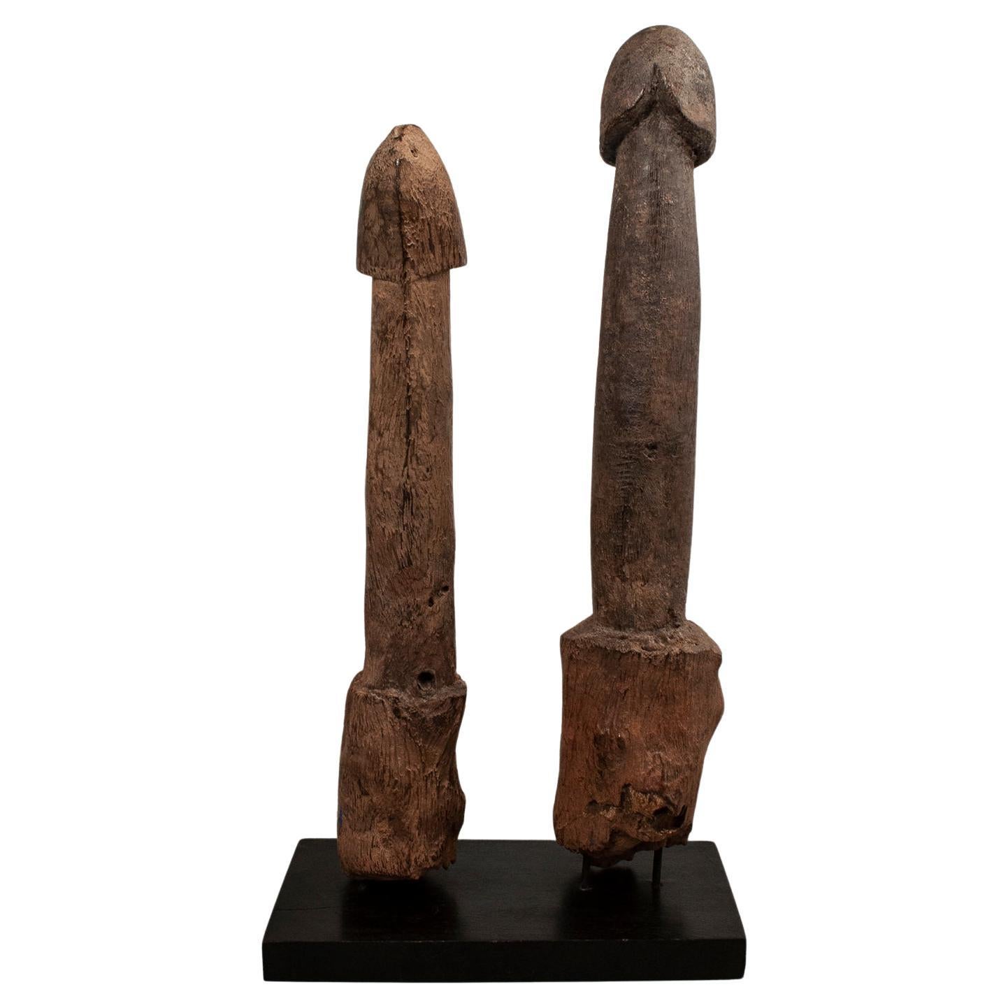 Two Late 19th-Early 20th Century Wood Legba Phalluses, Fon People, West Africa