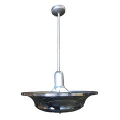 2 Layer Chrome Art Deco Streamline Saucer Ceiling Pendant Chandelier 4 Available