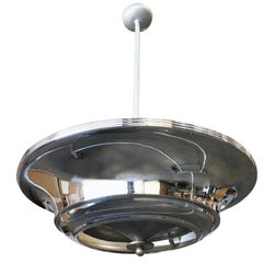 Two Layer Chrome Art Deco Saucer Ceiling Pendant Lamp 8 Available