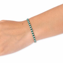 3.45 Ct Emerald & Diamond Double-Row Tennis Bracelet in 14K White Gold