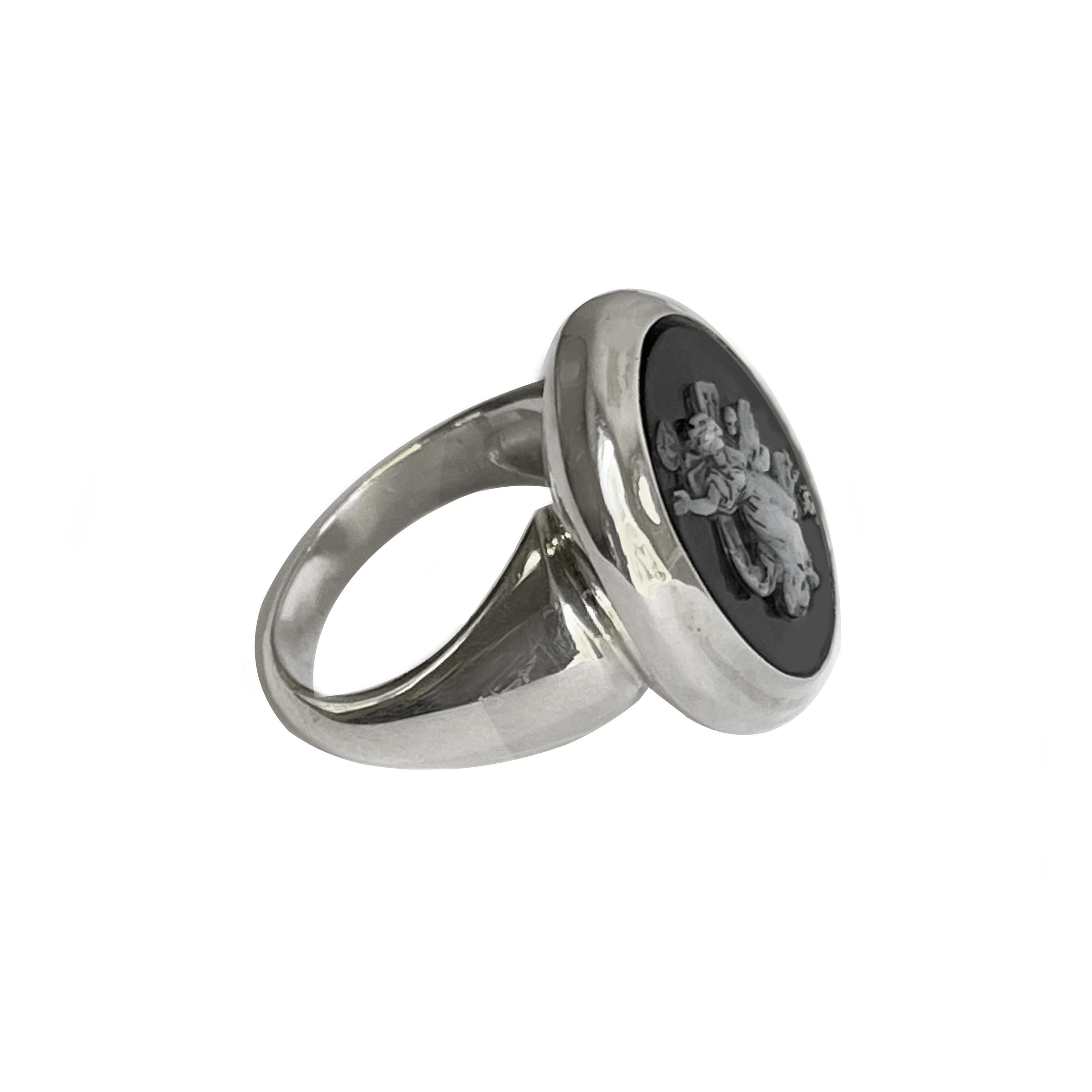 black cameo ring