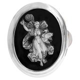 Two-Layered Agate Roman Cameo '4th cent.AD' Sterling Silver Ring Depicting  Nike For Sale at 1stDibs