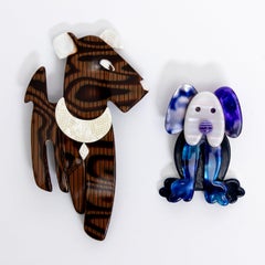 Two Lea Stein Dog Pins