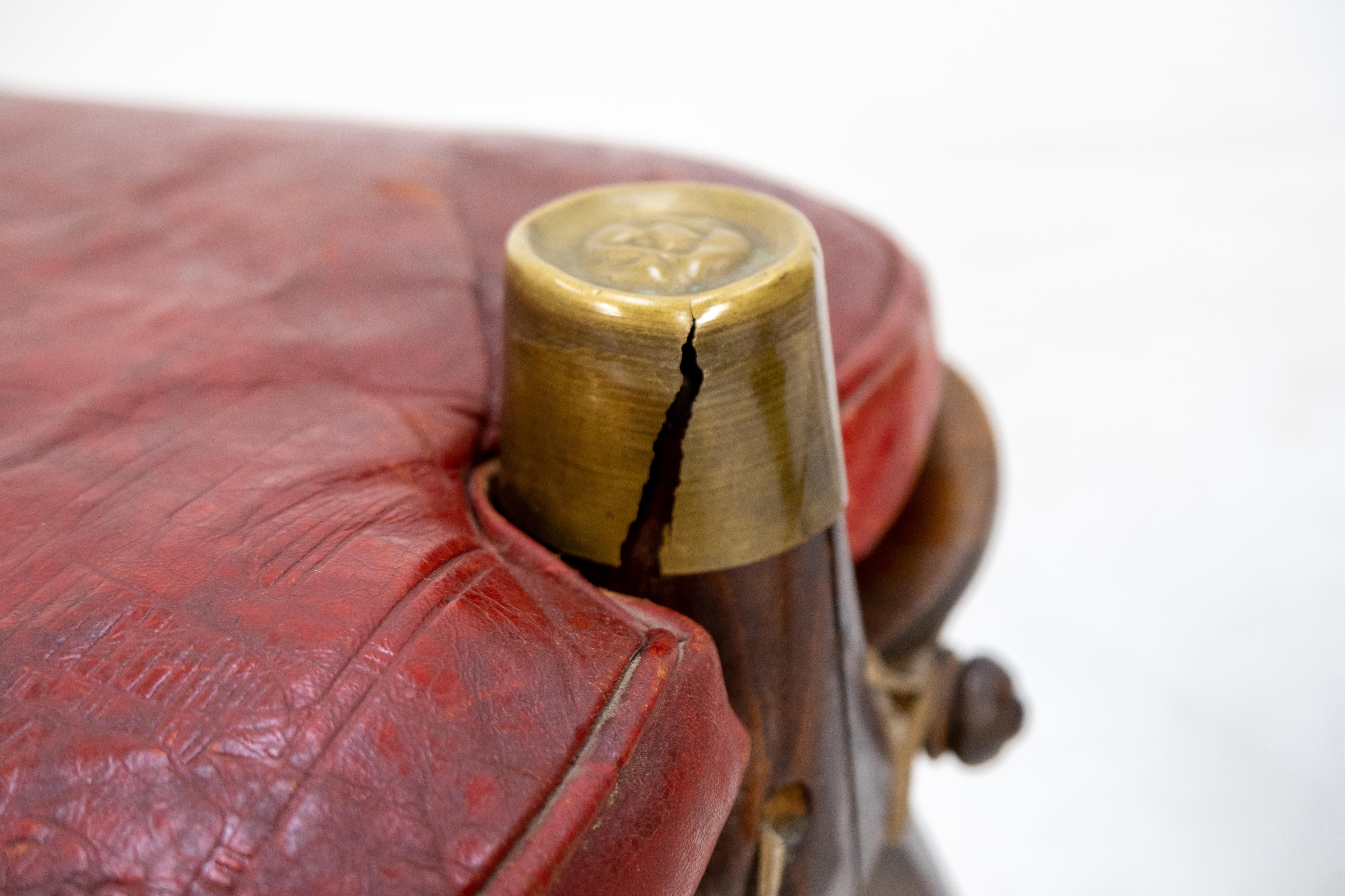 Two Leather Egyptian Camel Saddle Foot Stools, 1960s 4