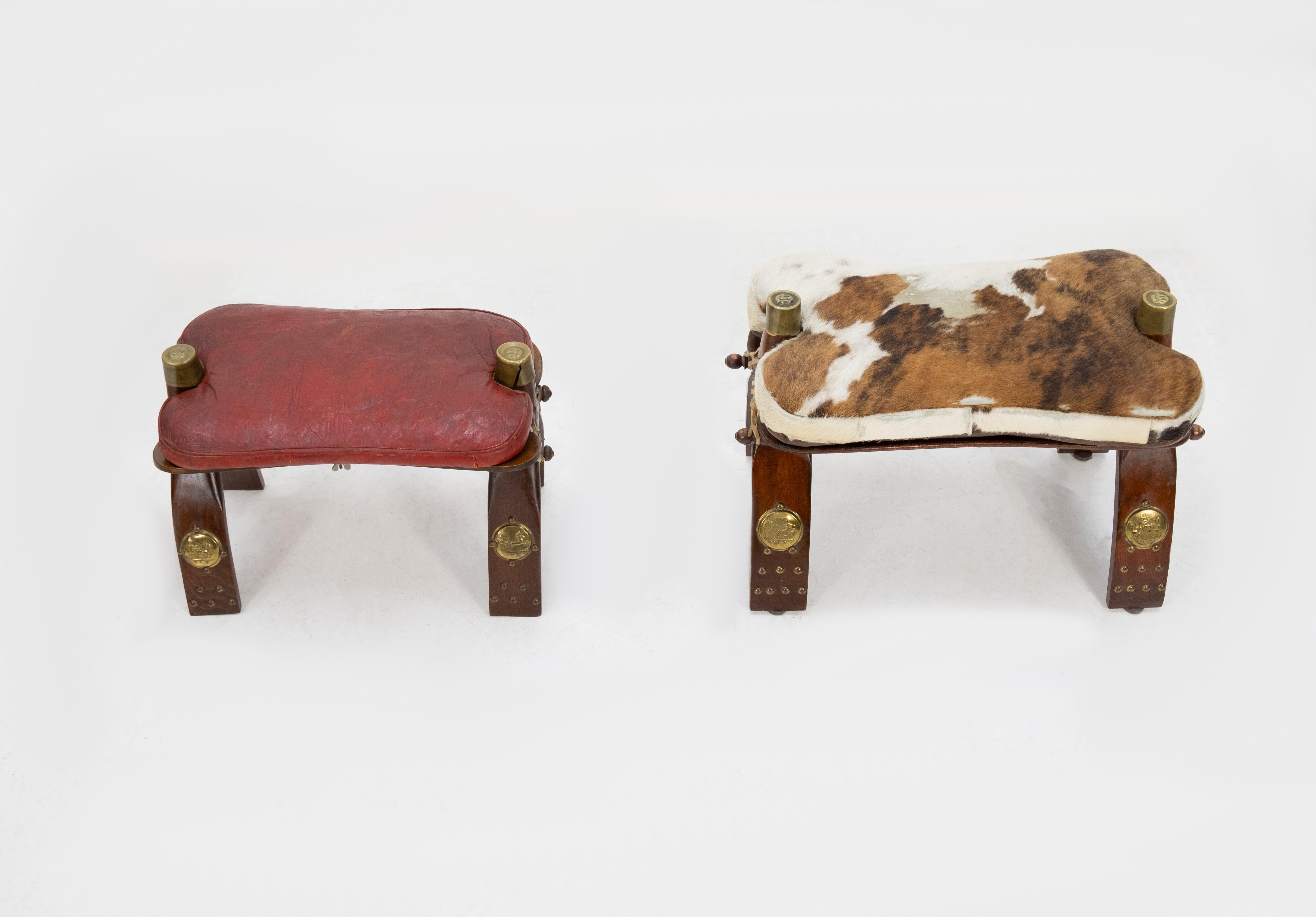 Mid-20th Century Two Leather Egyptian Camel Saddle Foot Stools, 1960s