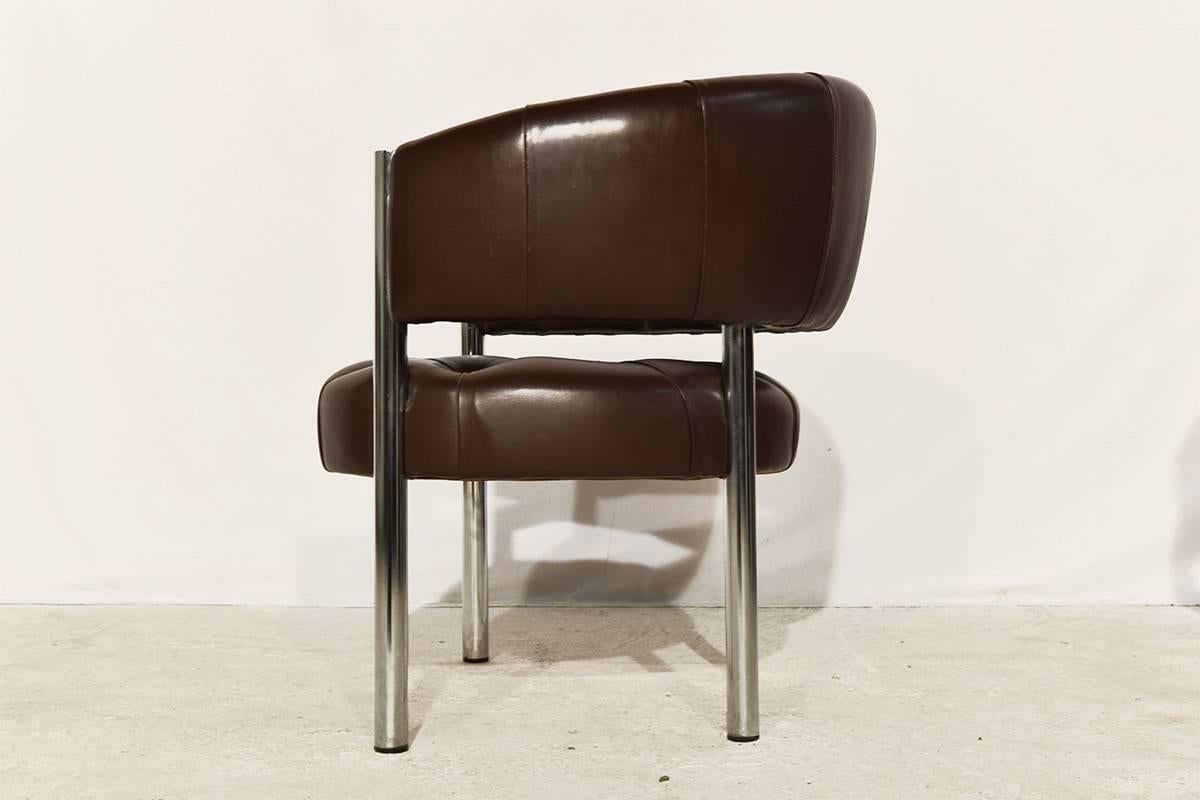 Mid-Century Modern Two Leather Lobby Chairs by Trix and Robert Haussmann for Dietirker, 1960s
