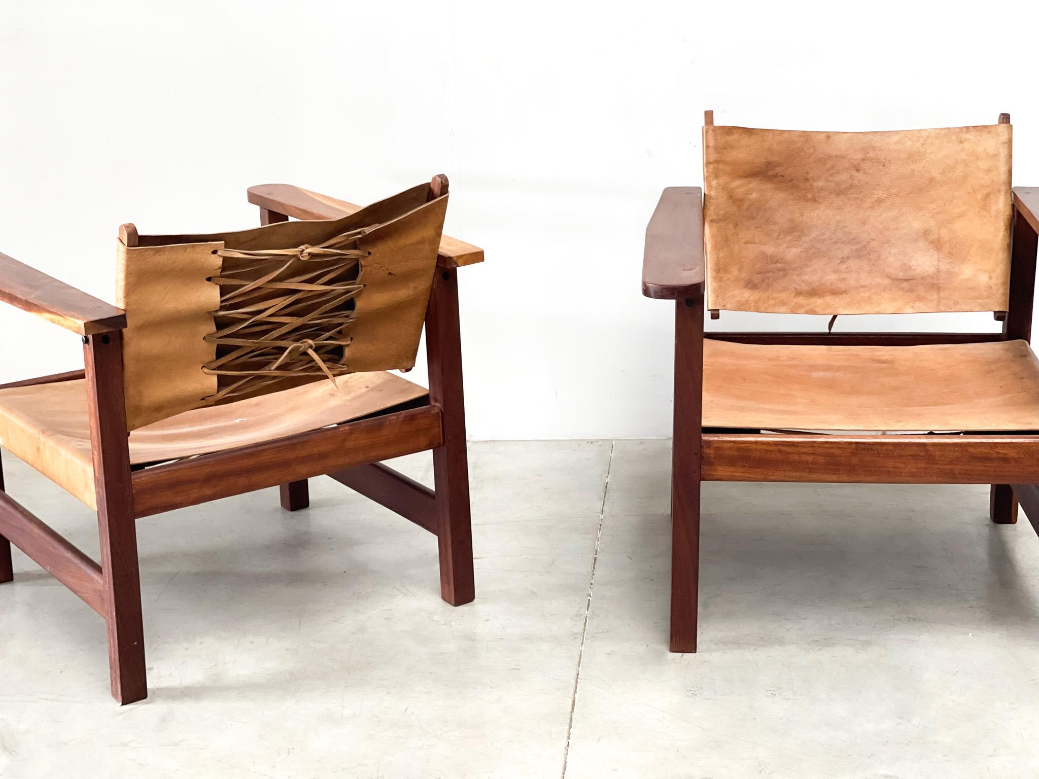 Mid-20th Century Two leather lounge chairs