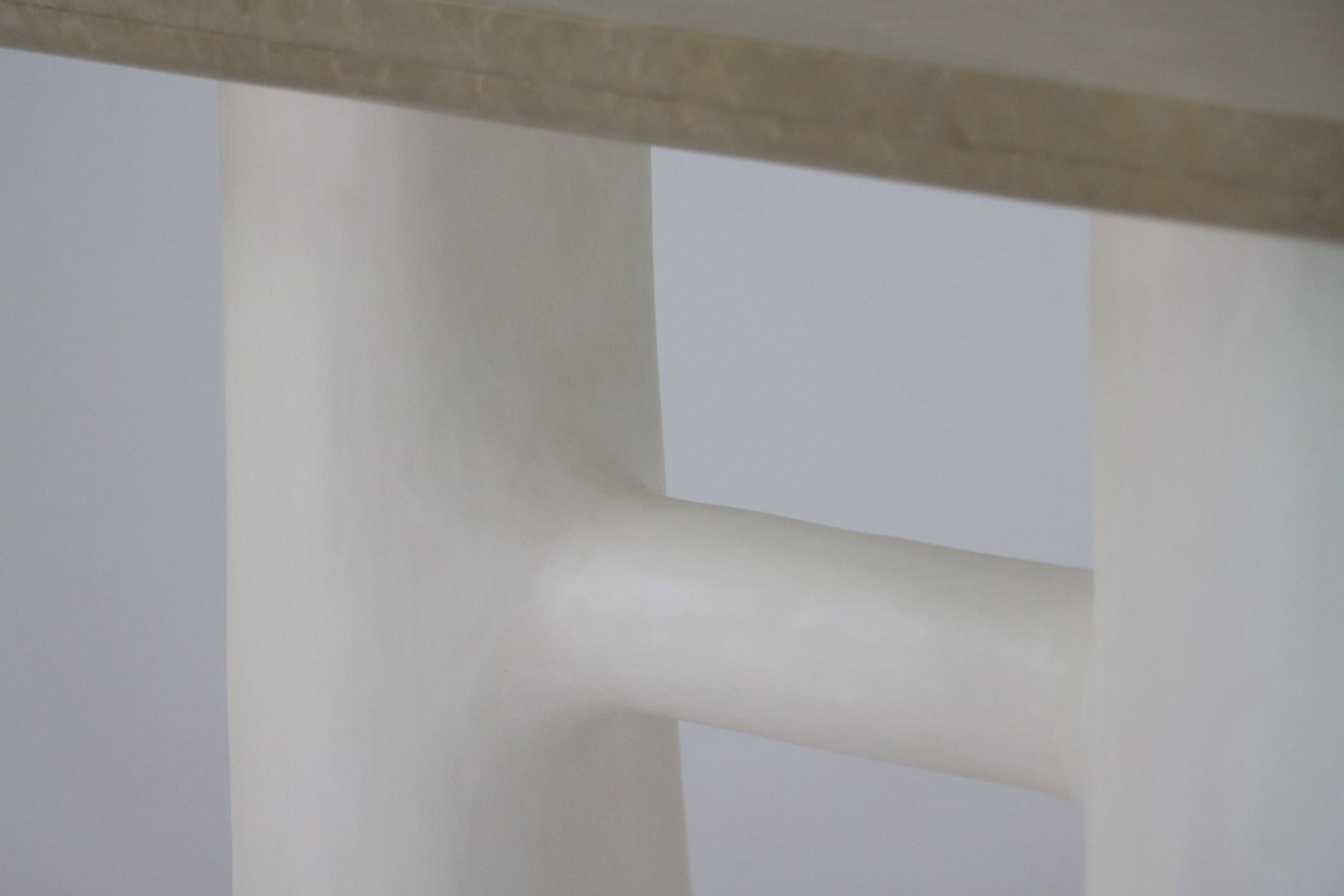 Two Legs Console With Plastered Legs & Marble Top For Sale 3
