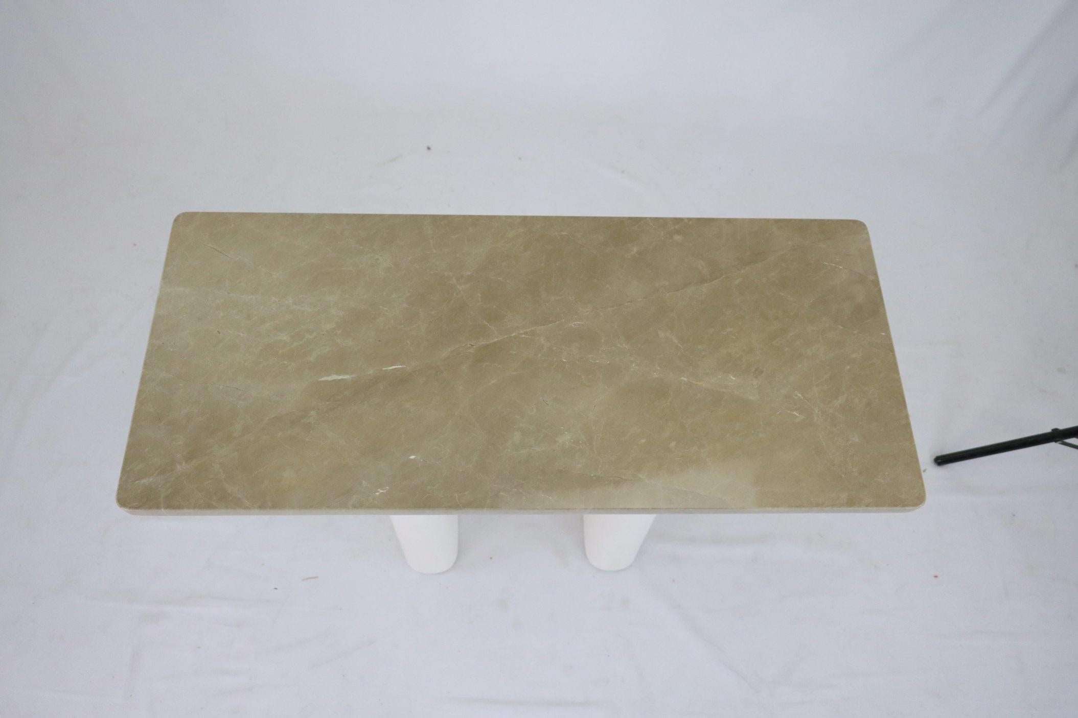 Two Legs Console With Plastered Legs & Marble Top In New Condition For Sale In NEW YORK, NY