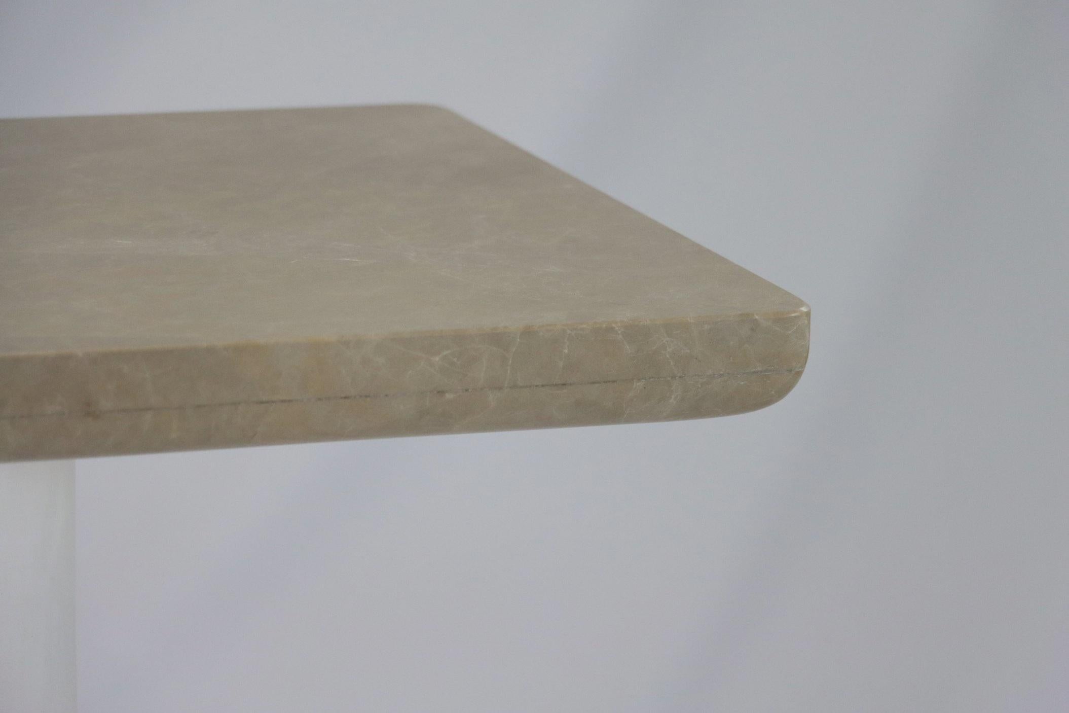 Two Legs Console With Plastered Legs & Marble Top For Sale 2
