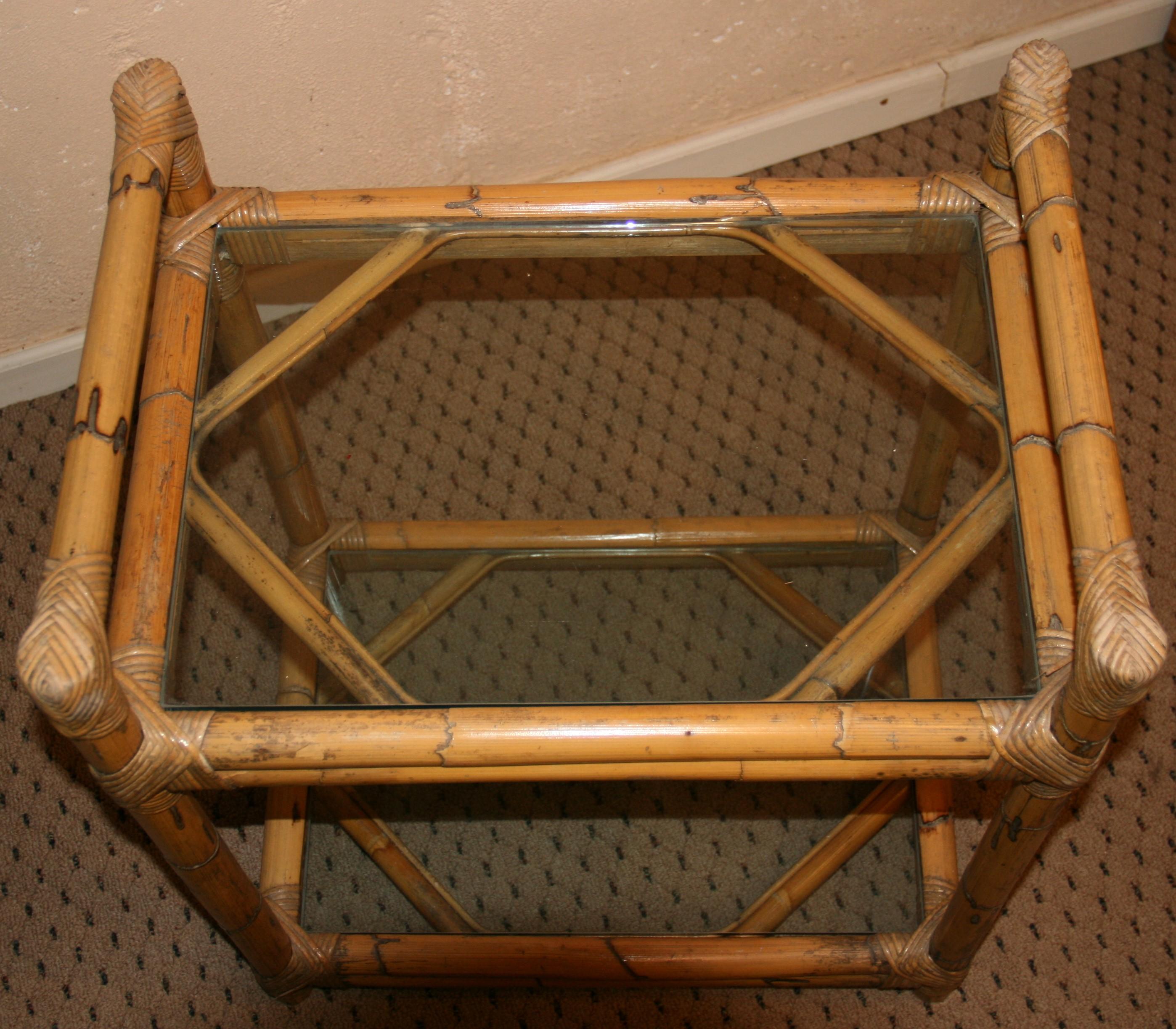 Two Level Bamboo and Glass Bar Cart 2