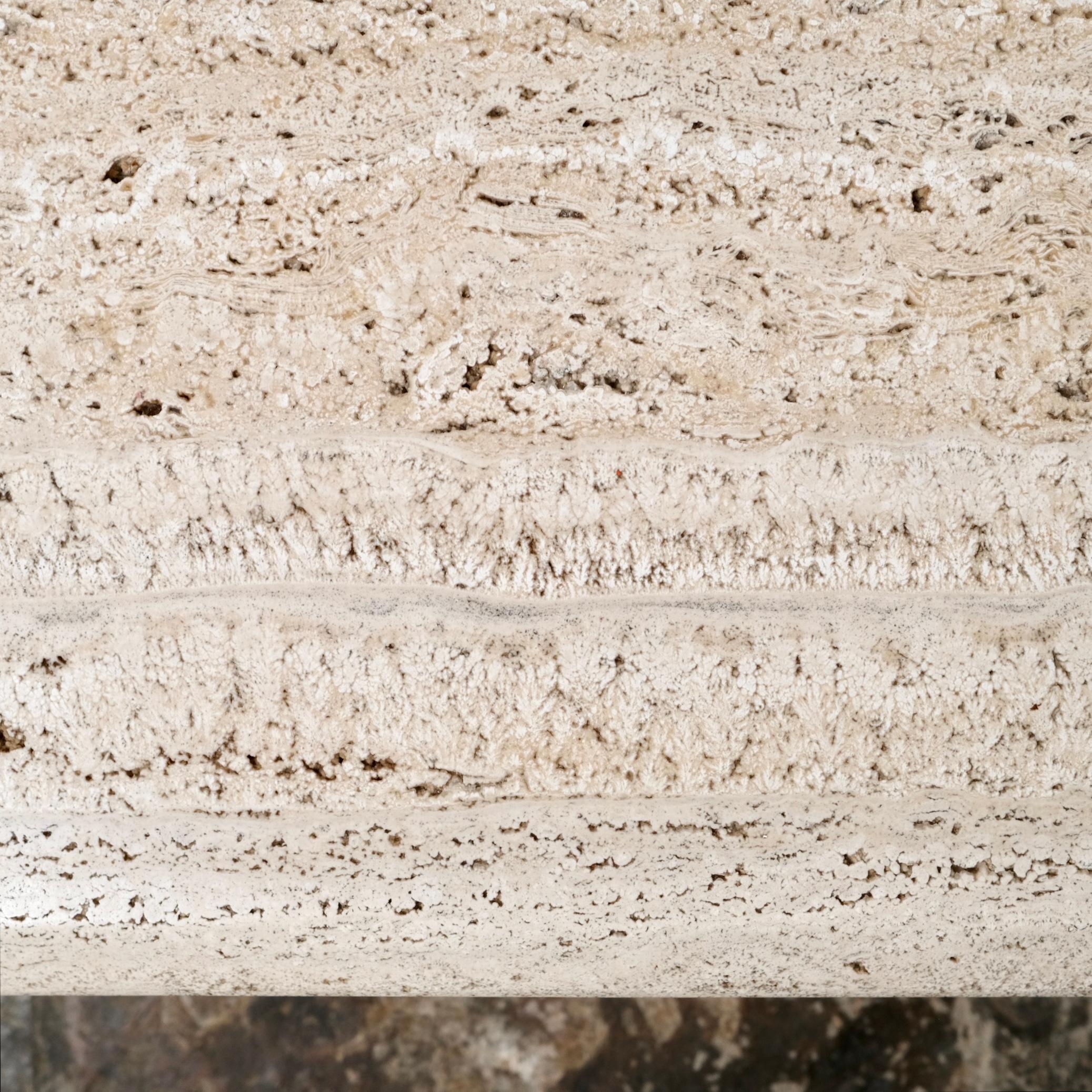 Two levels travertine coffee table by Claude Berraldaci, France, 1980s 4