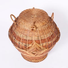 Two Lidded Wicker Baskets, Priced Individually