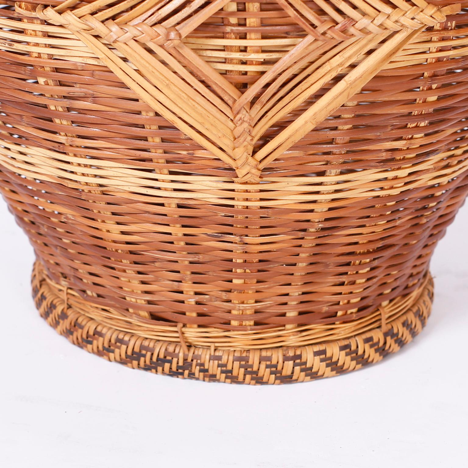 Indian Two Lidded Wicker Baskets, Priced Individually