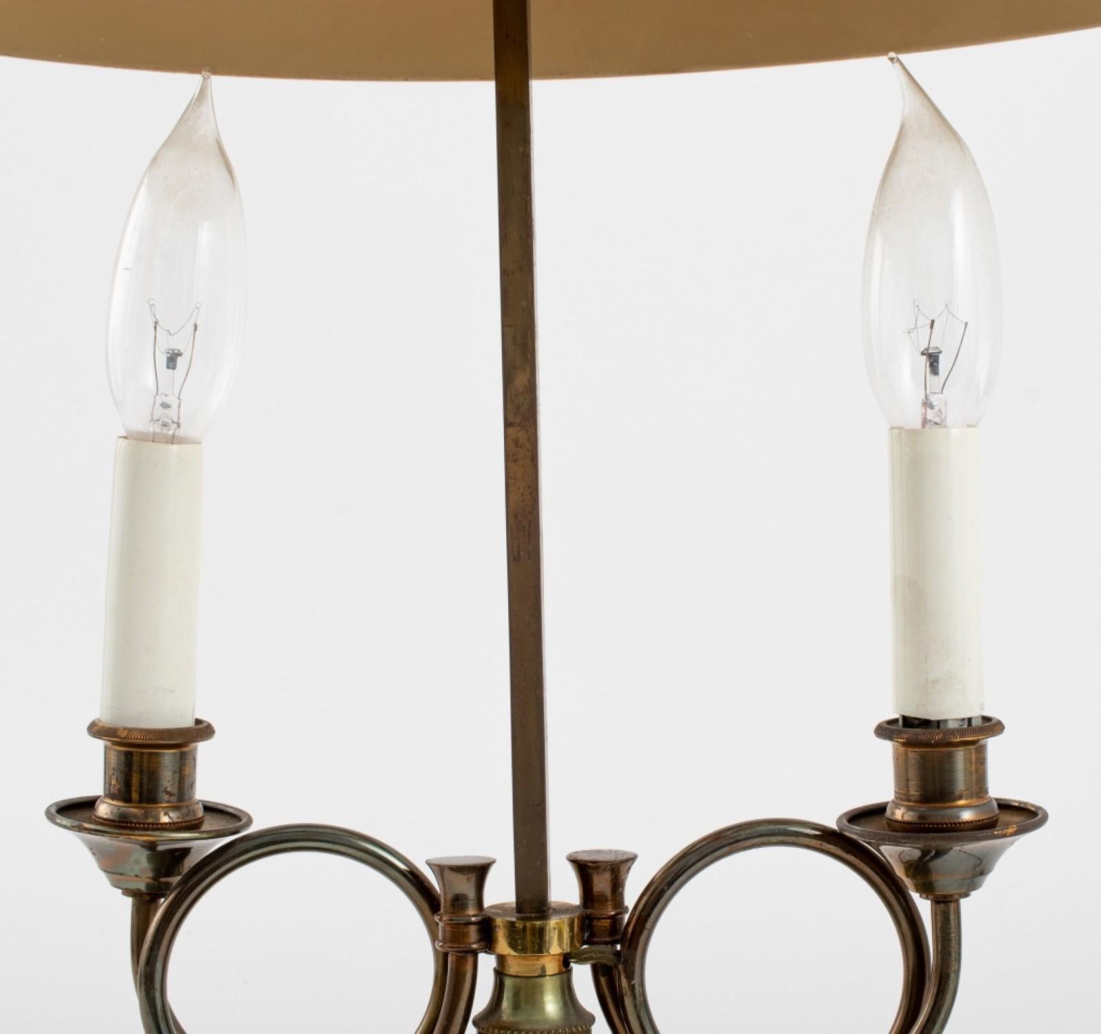 French Two Light Bouillotte Brass Lamp For Sale