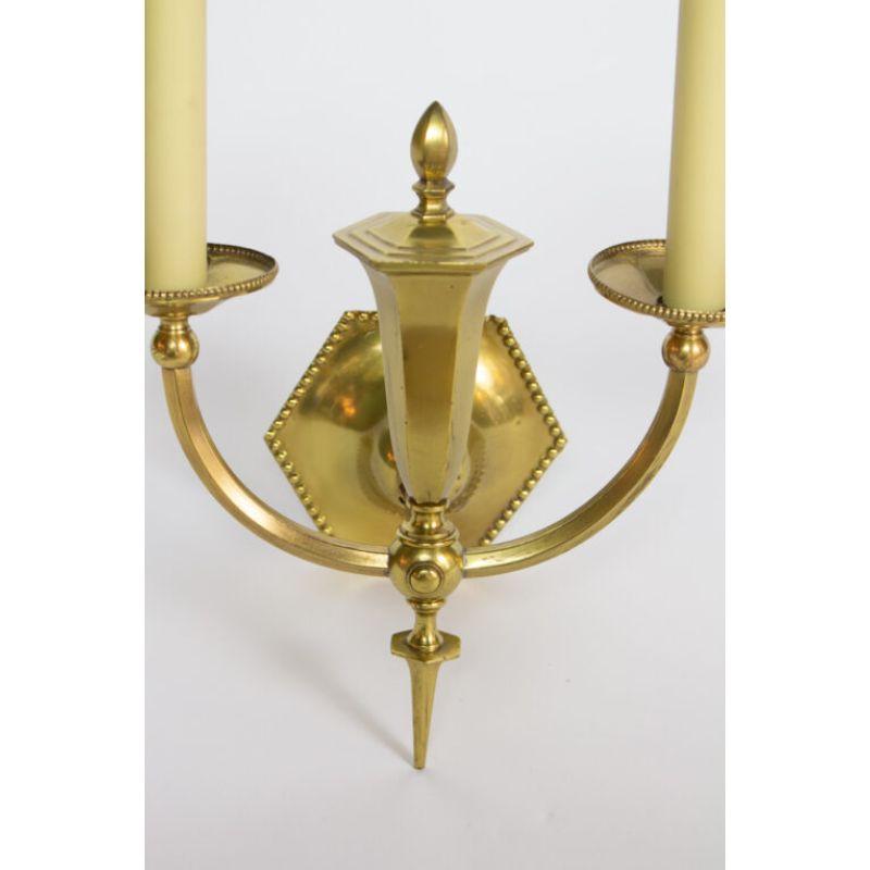 Victorian Two Light Brass Sconce, Originally Gas For Sale