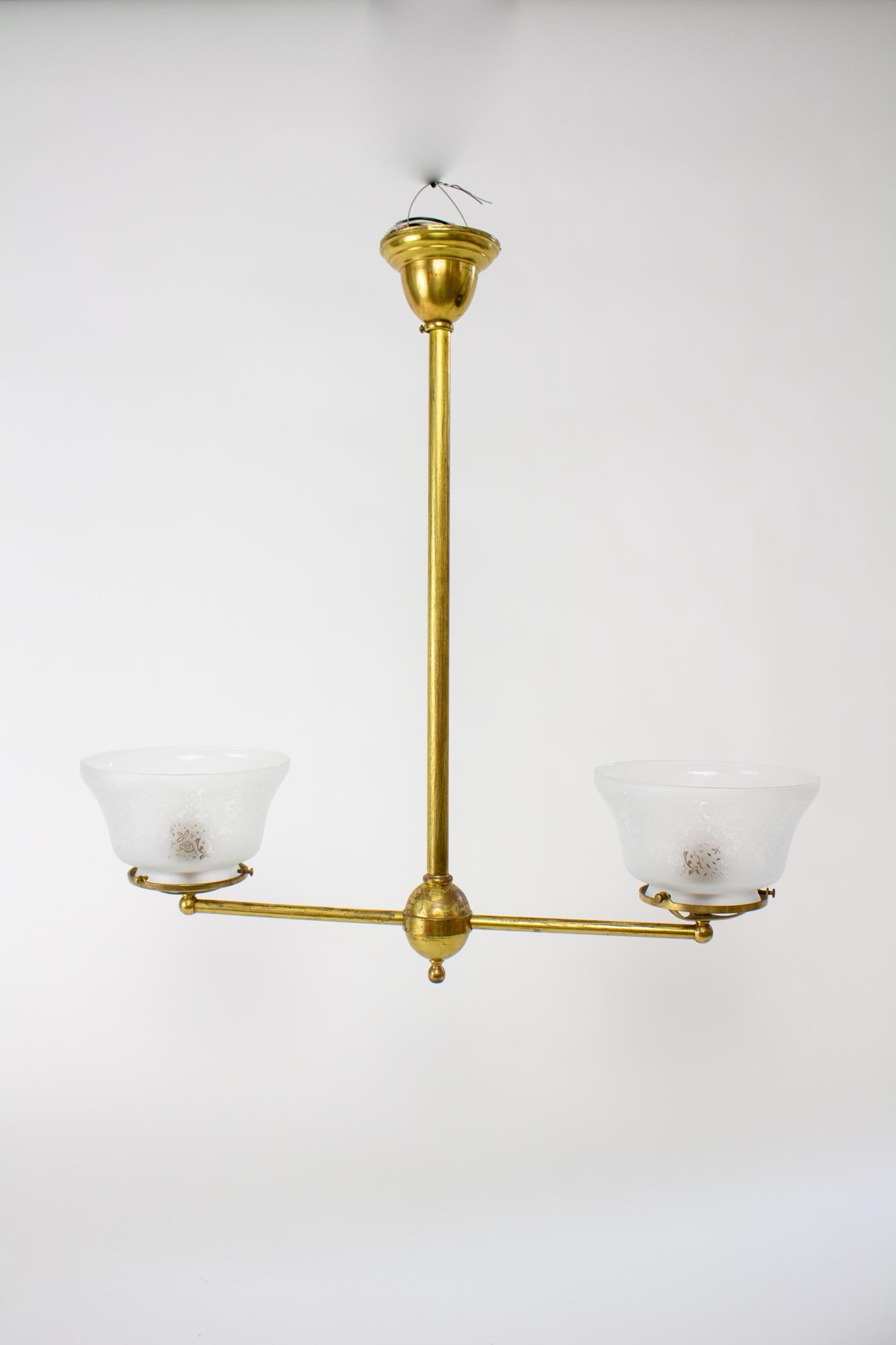 Two Light Brass Victorian T Fixture 4