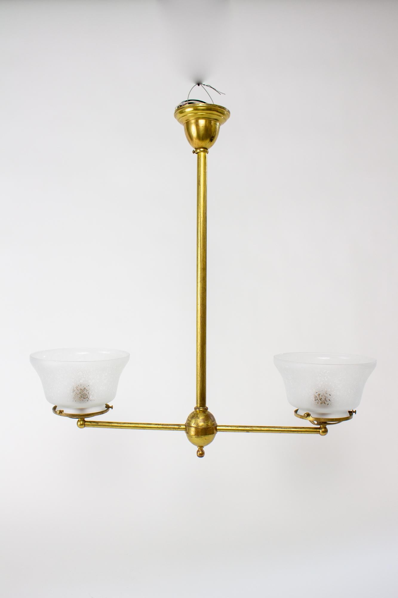 Two Light Brass Victorian T Fixture 5