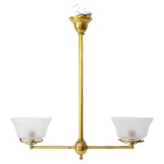 Two Light Brass Victorian T Fixture