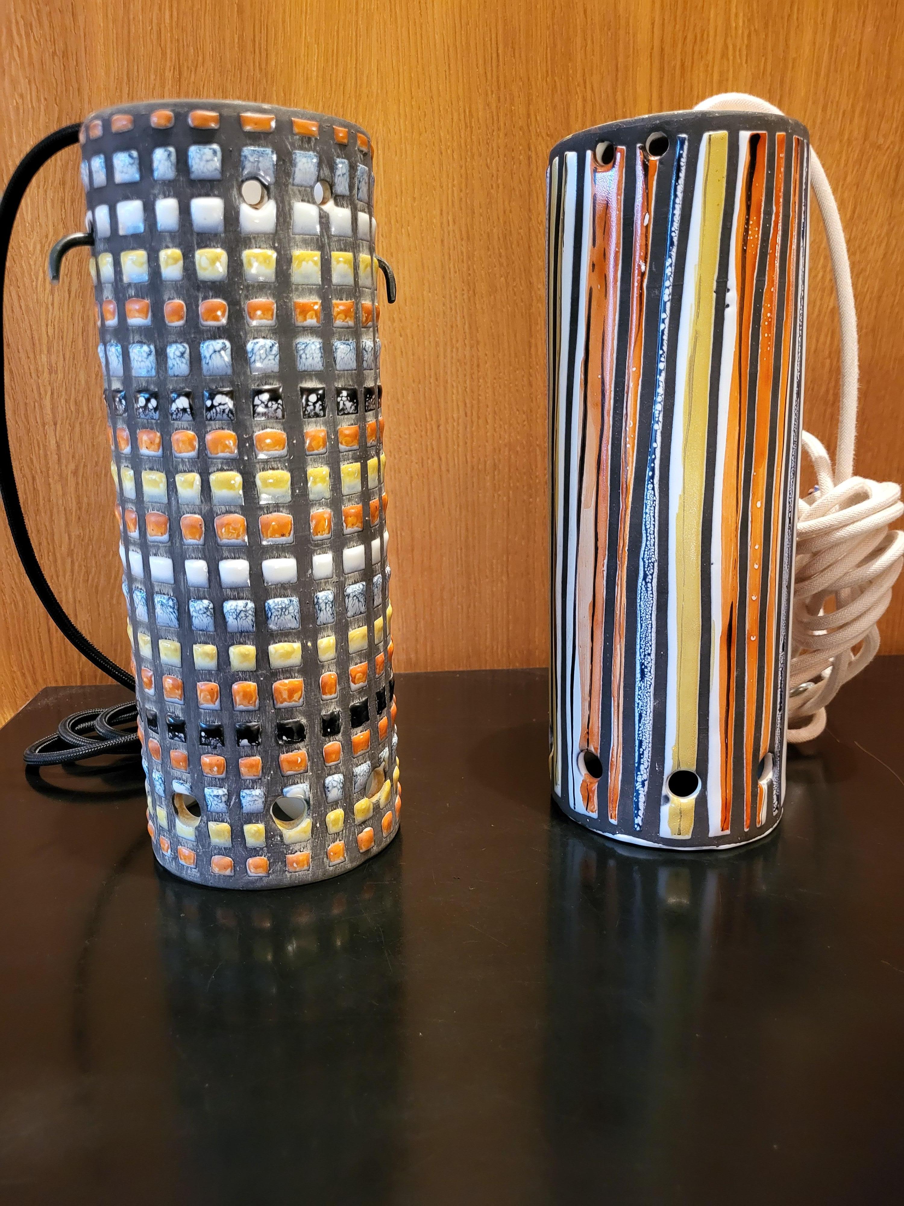Modern Two light ceramic pendants by Roger Capron, Vallauris, France, 1960's For Sale