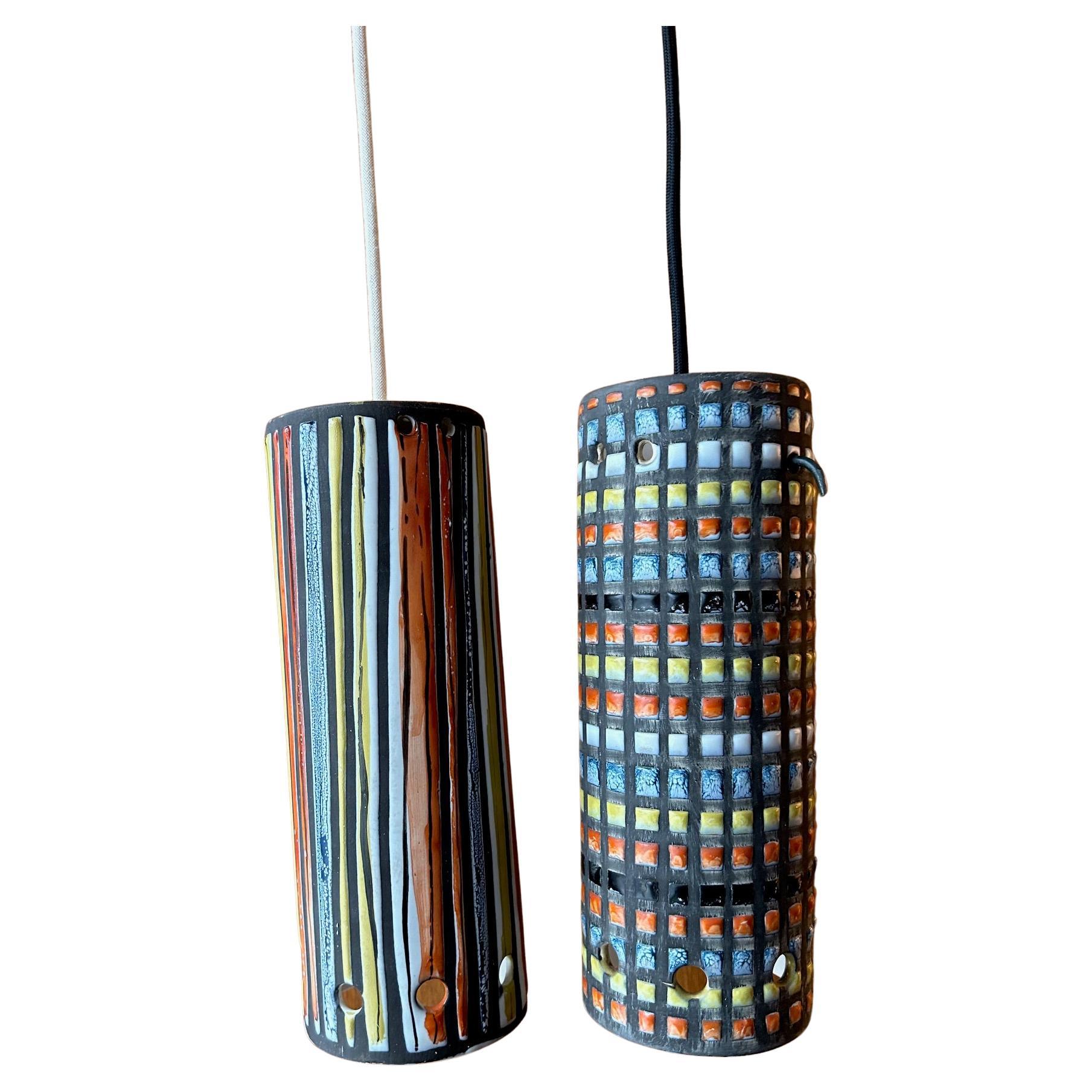 Two light ceramic pendants by Roger Capron, Vallauris, France, 1960's For Sale
