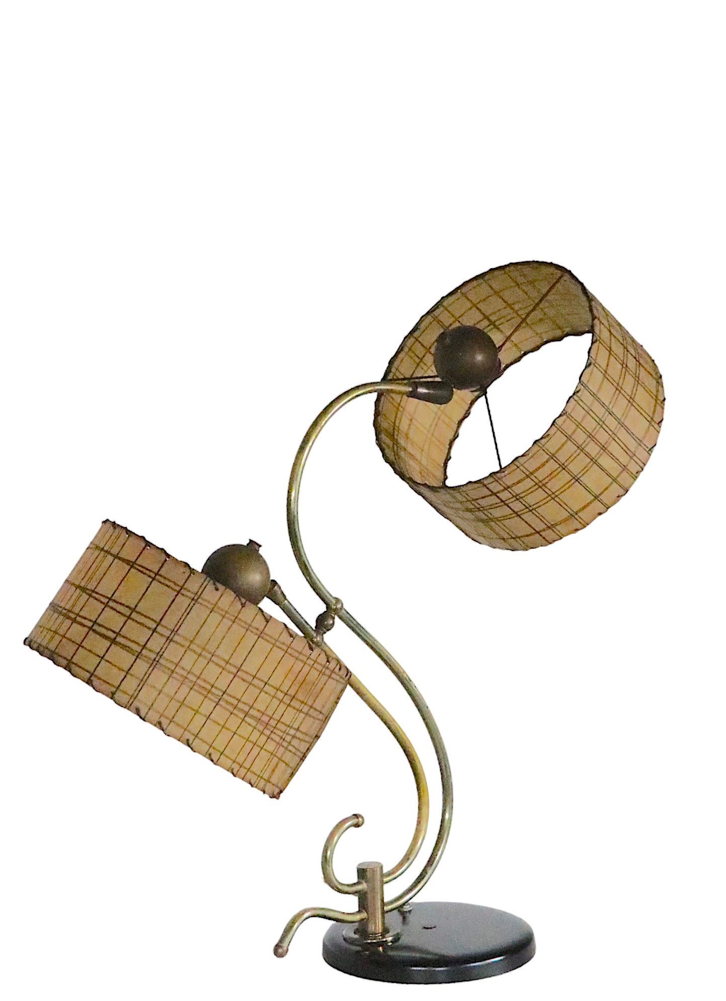 Two Light Mid Century Table Lamp by the  Majestic Lamp Co. c. 1950's 4