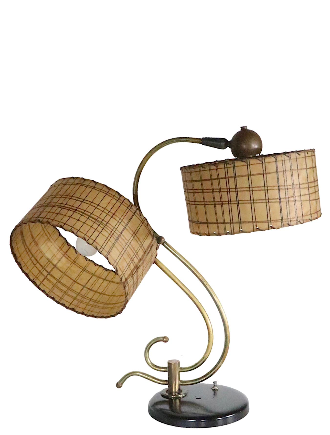 American Two Light Mid Century Table Lamp by the  Majestic Lamp Co. c. 1950's