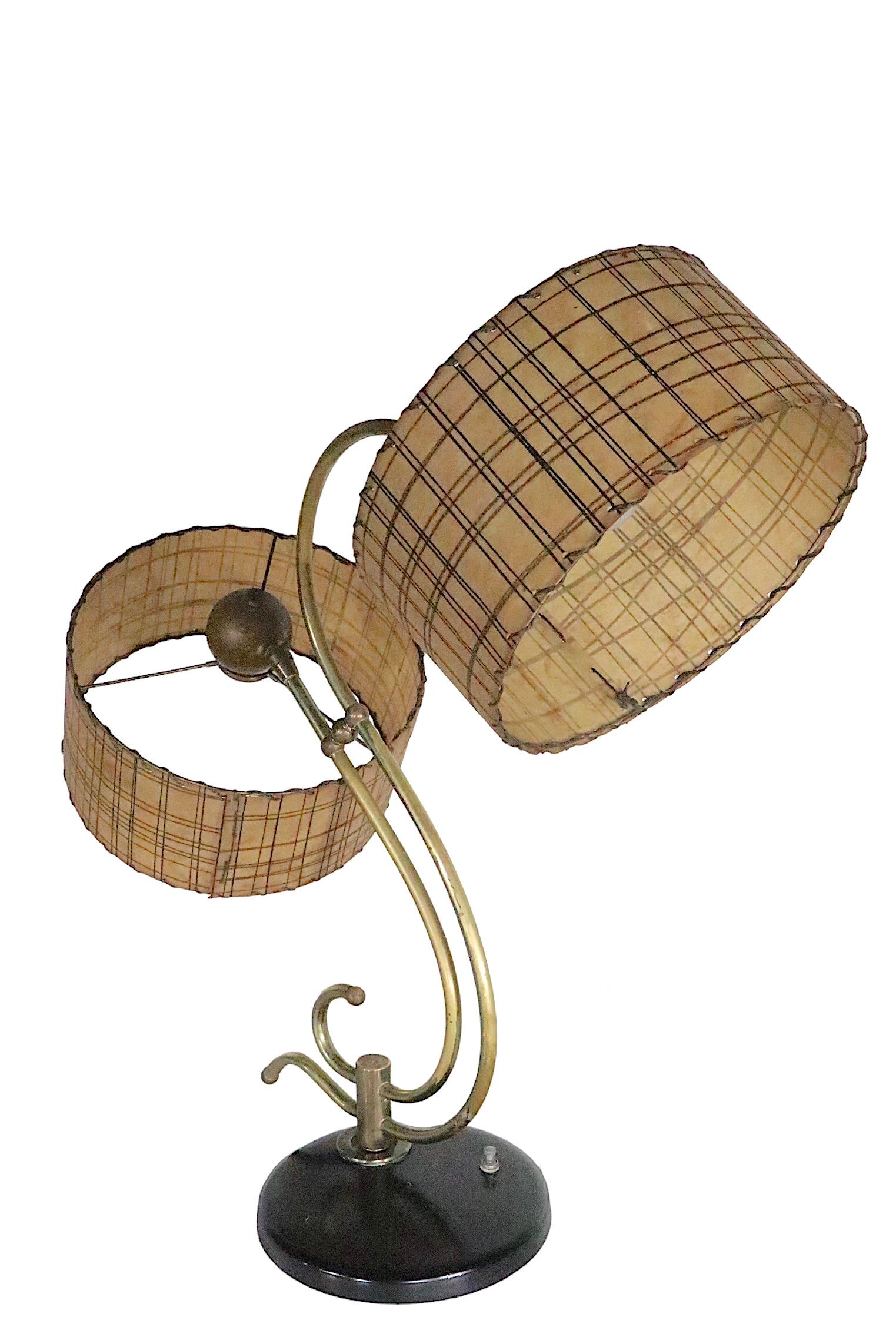 Two Light Mid Century Table Lamp by the  Majestic Lamp Co. c. 1950's In Good Condition In New York, NY