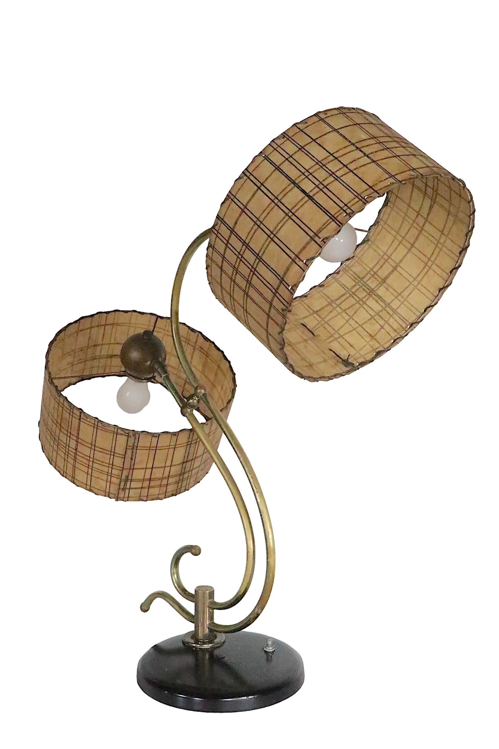 20th Century Two Light Mid Century Table Lamp by the  Majestic Lamp Co. c. 1950's