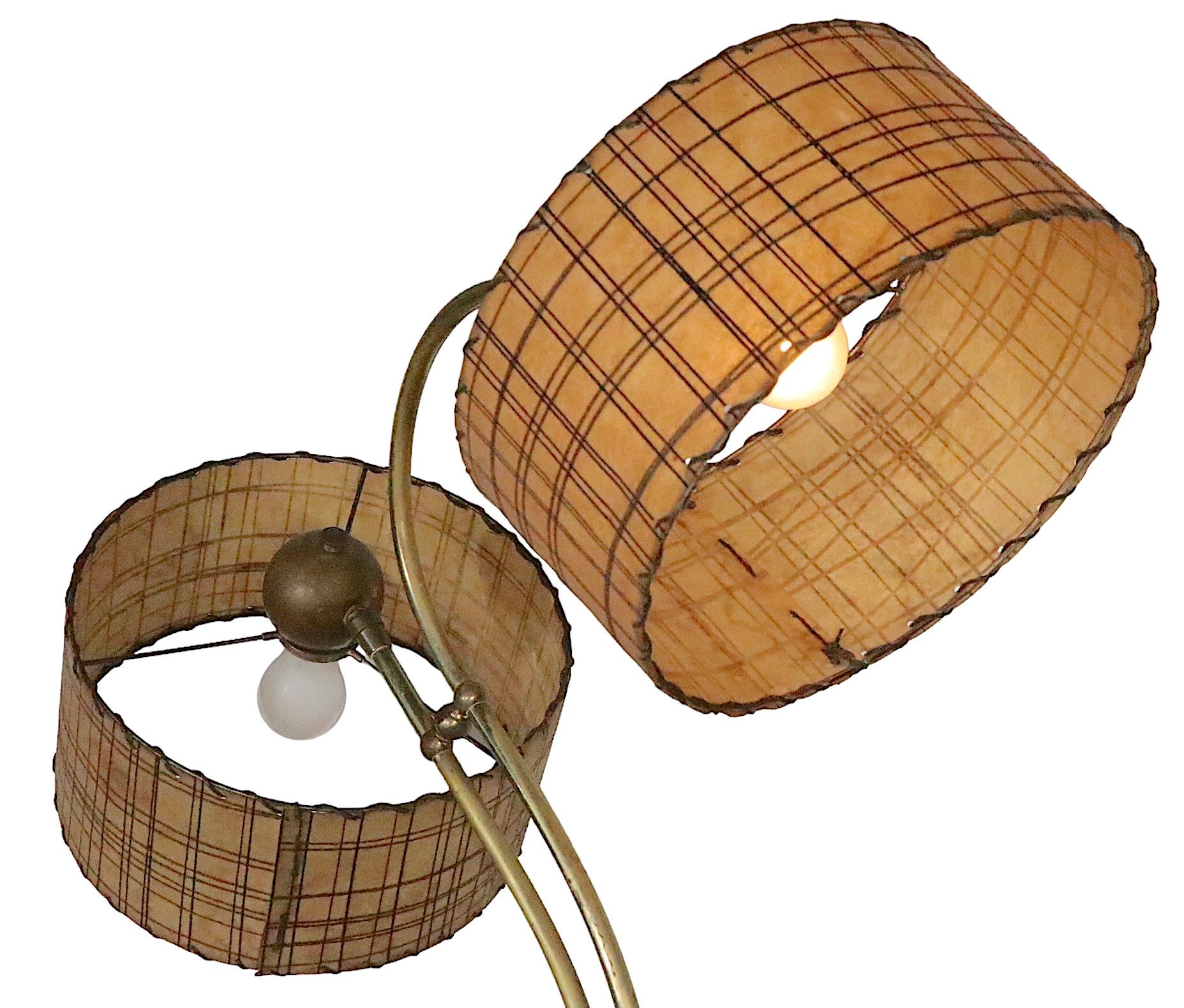 Metal Two Light Mid Century Table Lamp by the  Majestic Lamp Co. c. 1950's