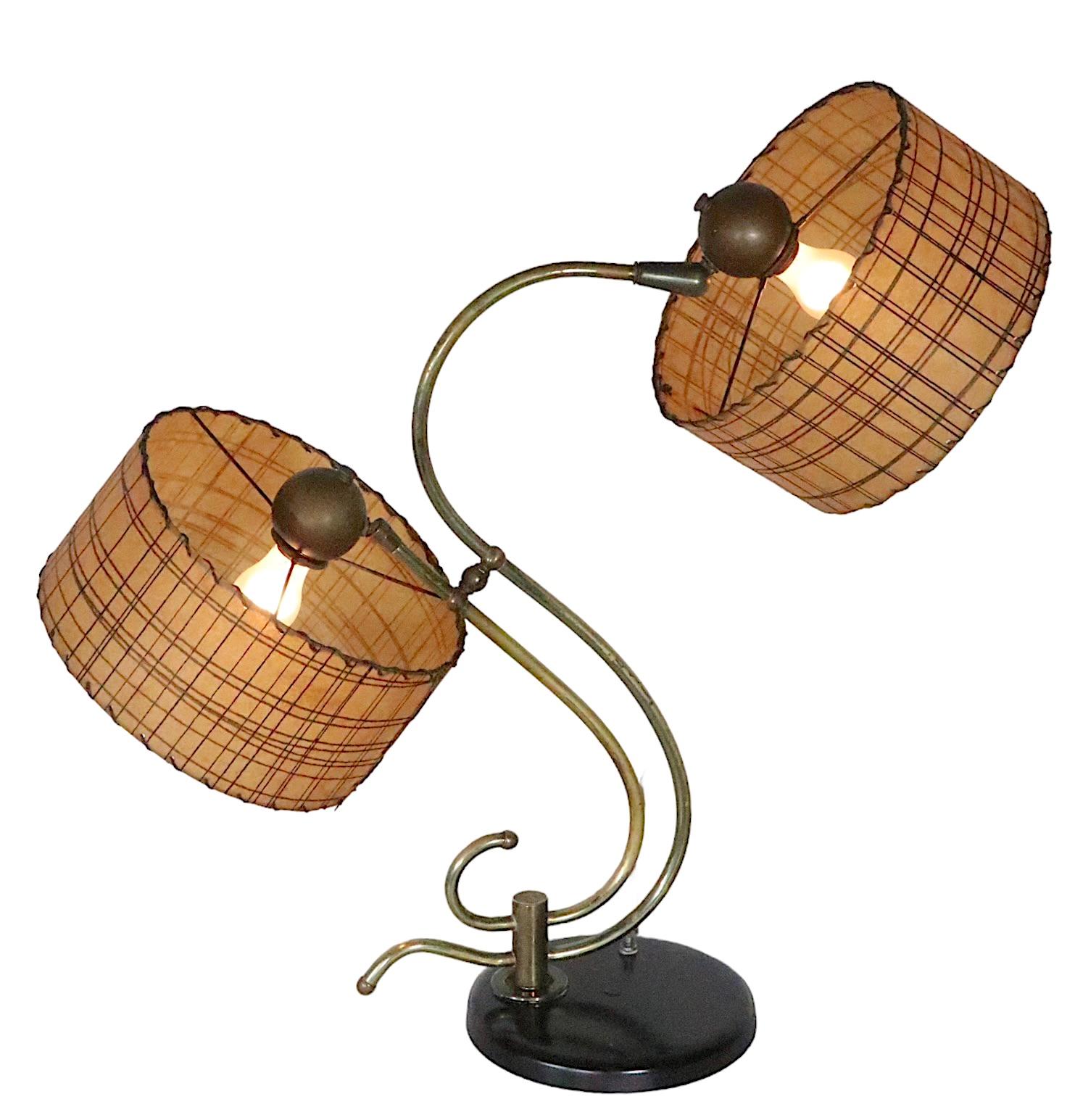 Two Light Mid Century Table Lamp by the  Majestic Lamp Co. c. 1950's 2