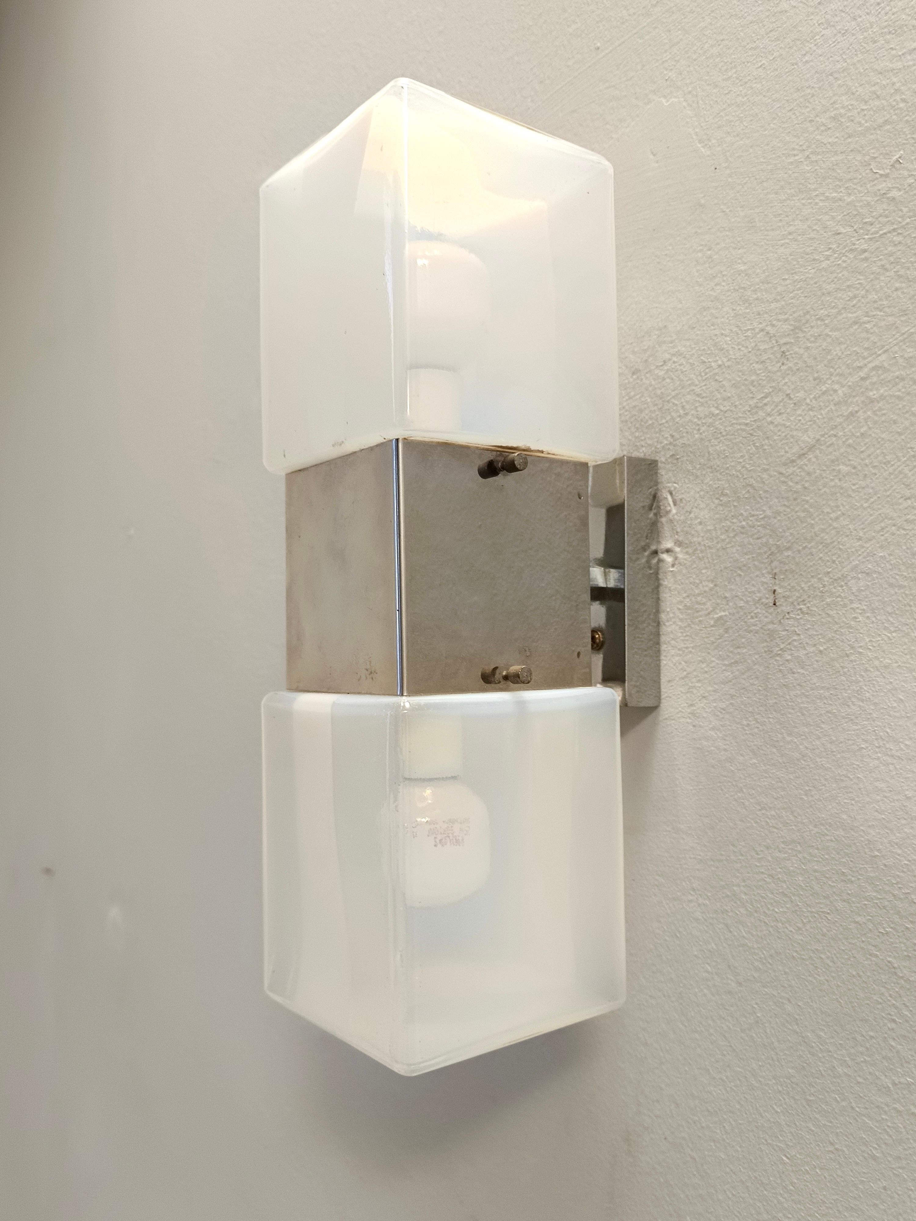 Italian Two-Light Murano Glass and Chrome-plated Metal Sconce by Carlo Nason for Mazzega For Sale