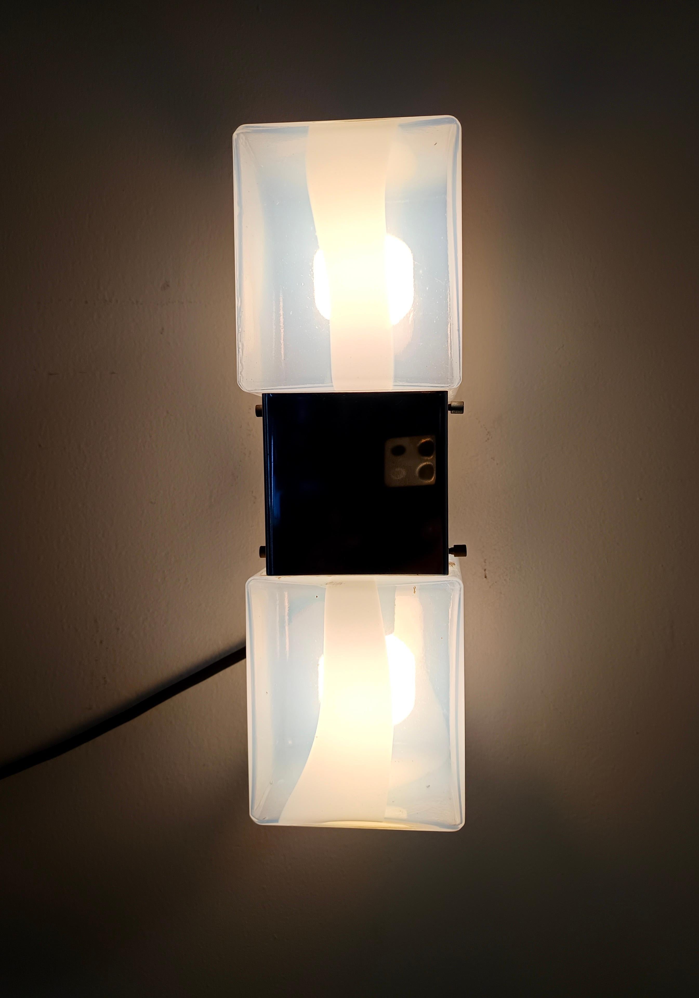 Late 20th Century Two-Light Murano Glass and Chrome-plated Metal Sconce by Carlo Nason for Mazzega For Sale