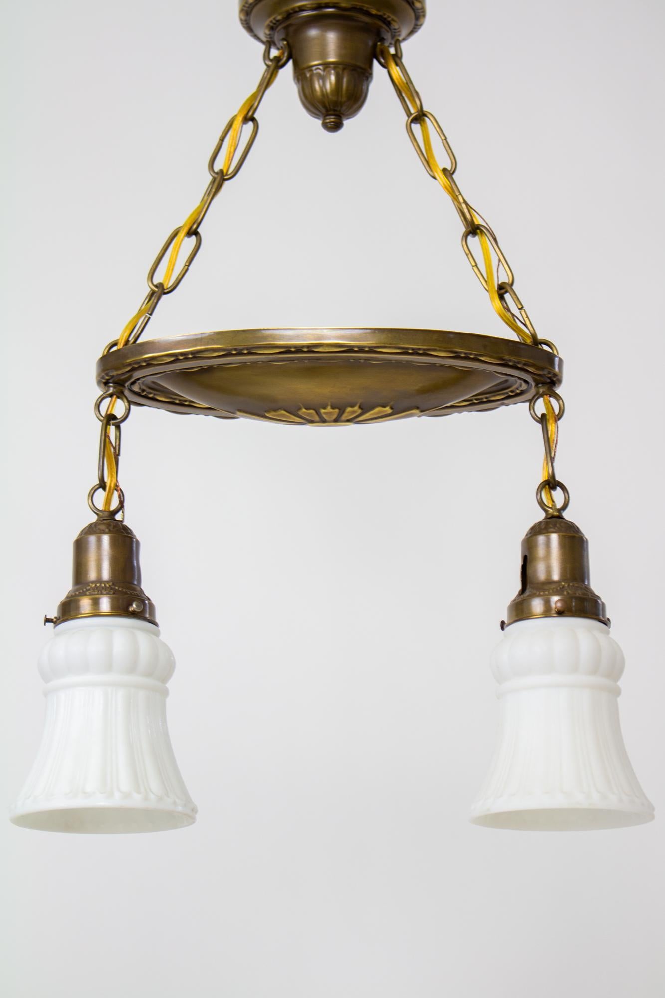 Neoclassical Revival Two Light Pan Fixture For Sale