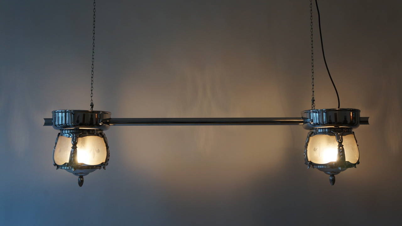 Mid-Century Modern Two-Light Rare Art Deco Flush Mount