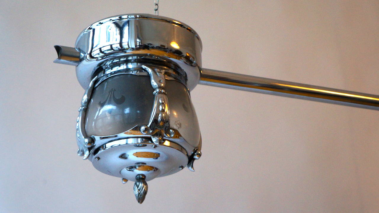 20th Century Two-Light Rare Art Deco Flush Mount