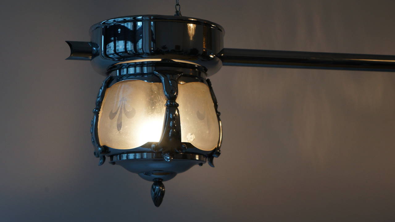Metal Two-Light Rare Art Deco Flush Mount