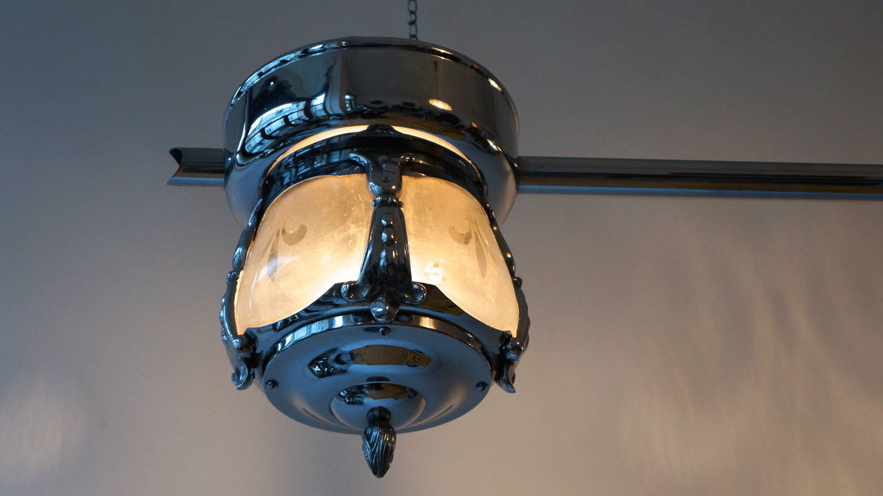 Two-Light Rare Art Deco Flush Mount 1