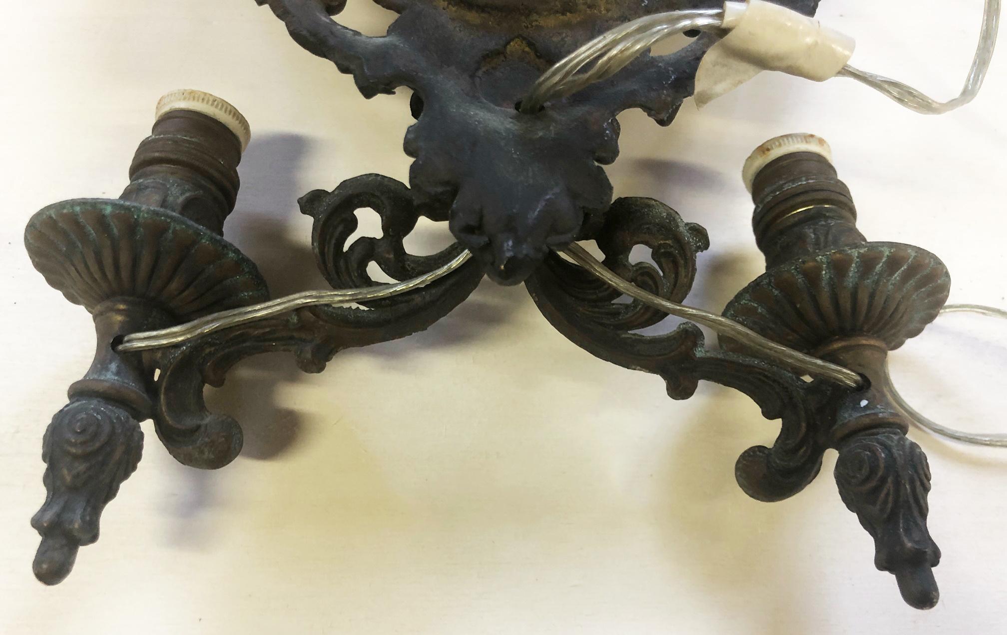 Louis XVI Two-Light Sconces Bronze from the 20th Century Italy Tuscany For Sale