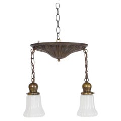 Antique Two Light Sheffield Pendant, Two Available