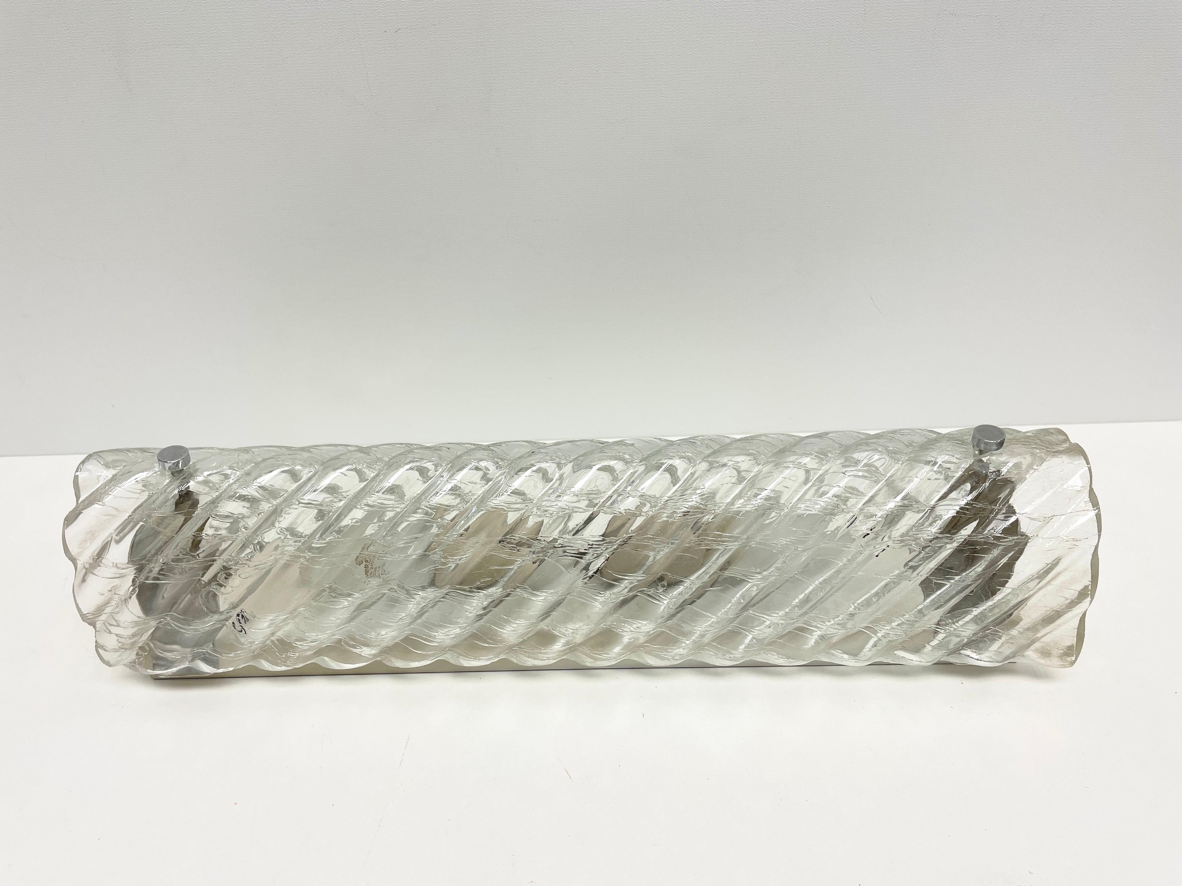 Metal Two Light Swirl Glass Sconce by Doria Lights, Mid-Century Modern, Germany, 1960s For Sale