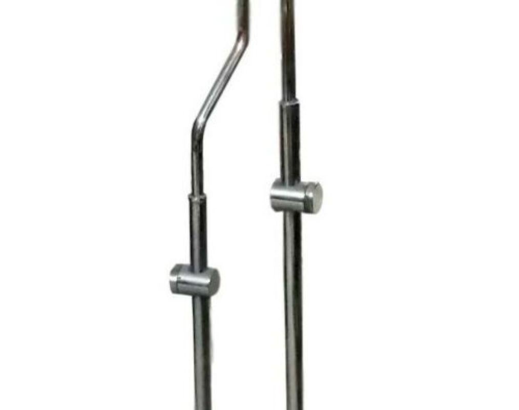 Italian Two Lights Floor Lamp in Steel and Black Marble, 1970s For Sale