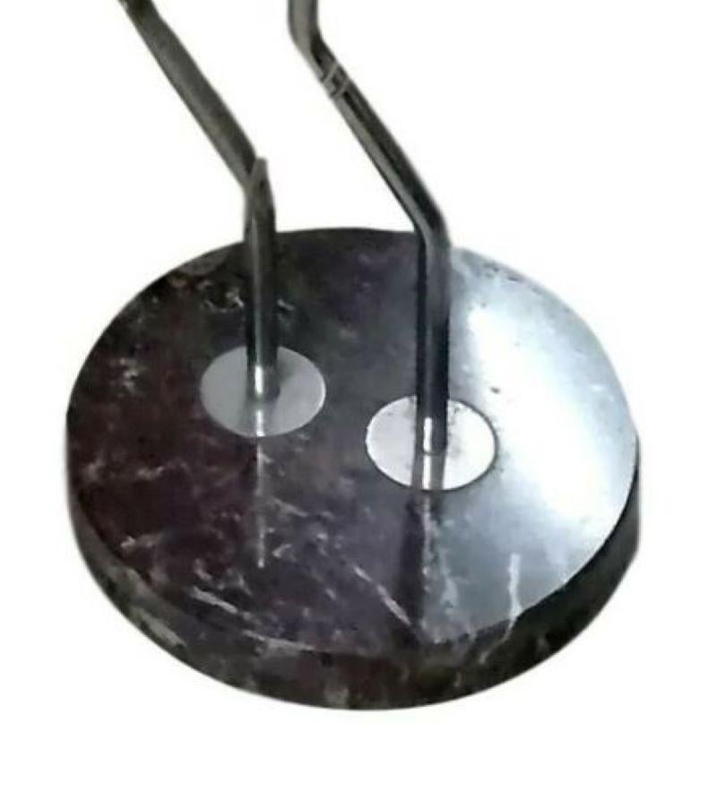Lampada da terra a due luci in acciaio e marmo nero, anni '70 In condizioni buone in vendita a taranto, IT