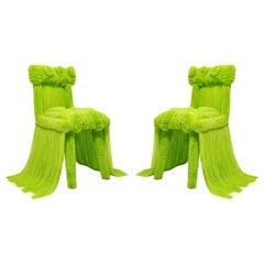 Due sedie con inserti in calce di Ola Szewczul, lana lavorata a mano, contemporaneo