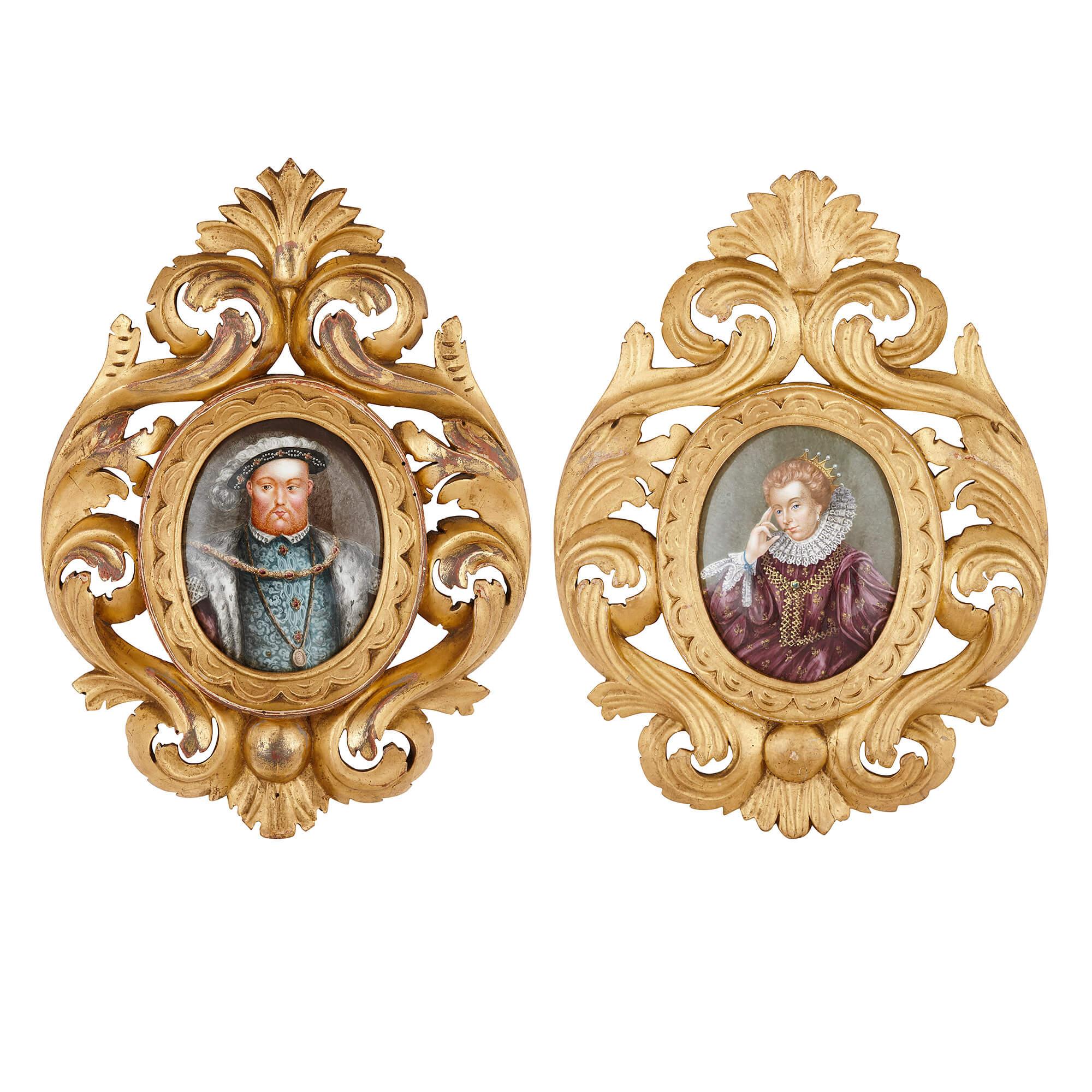 Two Limoges Enamel Paintings Including Portrait of Henry VIII