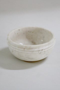 Two Line Bowl in White Marble Handcrafted in India by Stephanie Odegard