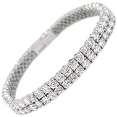 Two Line Graduated Round Diamonds 10 Carat White Gold Riviere Tennis Bracelet