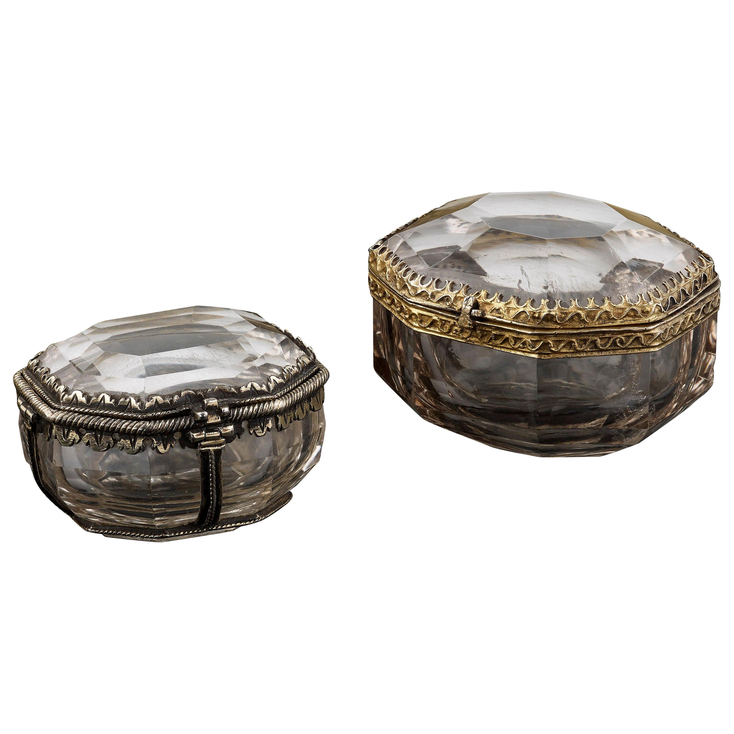 Two Little Rock Crystal Boxes with Silver Gilt Mounts, circa 1600 For Sale