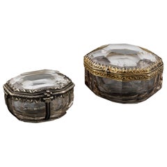 Used Two Little Rock Crystal Boxes with Silver Gilt Mounts, circa 1600
