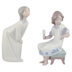 Zwei Lladro-Porzellanfiguren junger Frauen. Ca. 1980er Jahre
